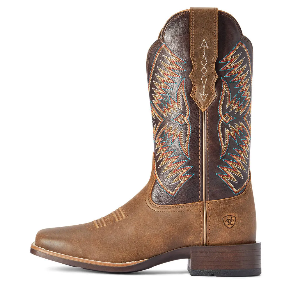 10042386 Ariat Women's Odessa StretchFit Western Boot - Fateful Brown/ Burnished Pewter