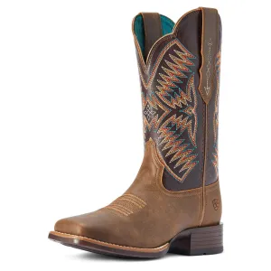 10042386 Ariat Women's Odessa StretchFit Western Boot - Fateful Brown/ Burnished Pewter