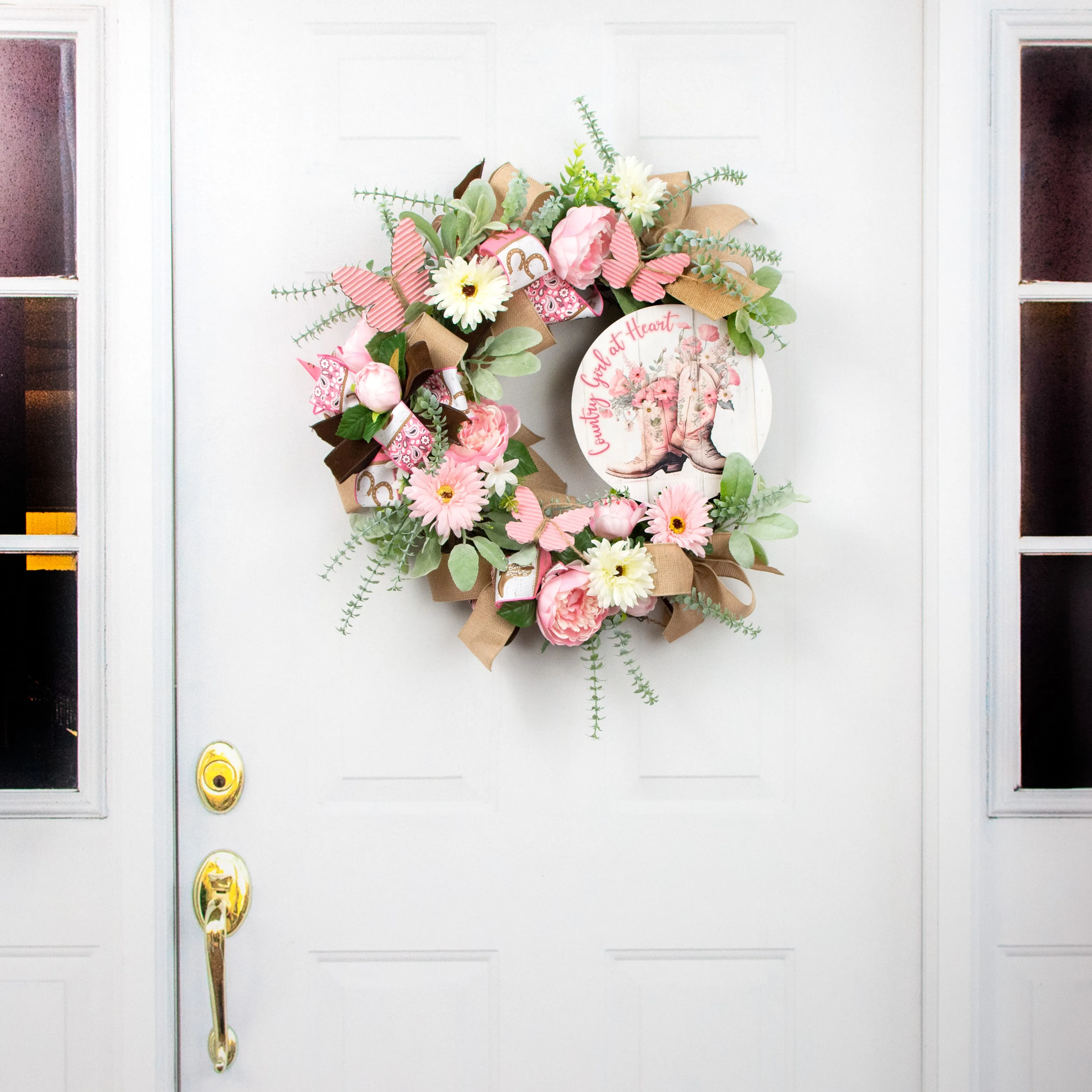 9.4" Round Waterproof Sign: Country Girl Pink Floral Cowboy Boots