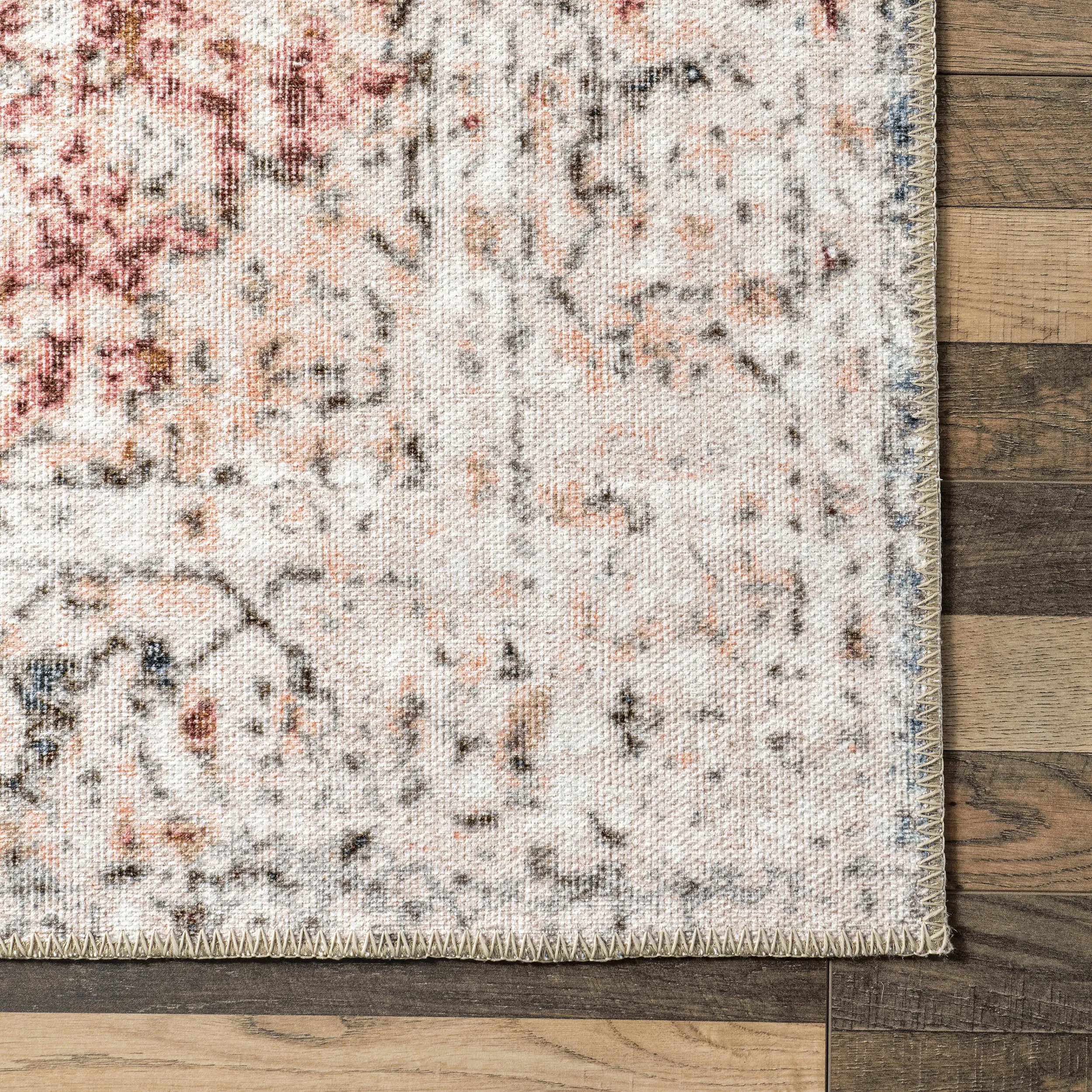 Almira Reversible Washable Hazy Rug | Rust And Beige