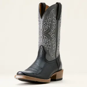 Ariat Men's Black Knight Renegade Blunt Toe Cowboy Boots with Grey Tops