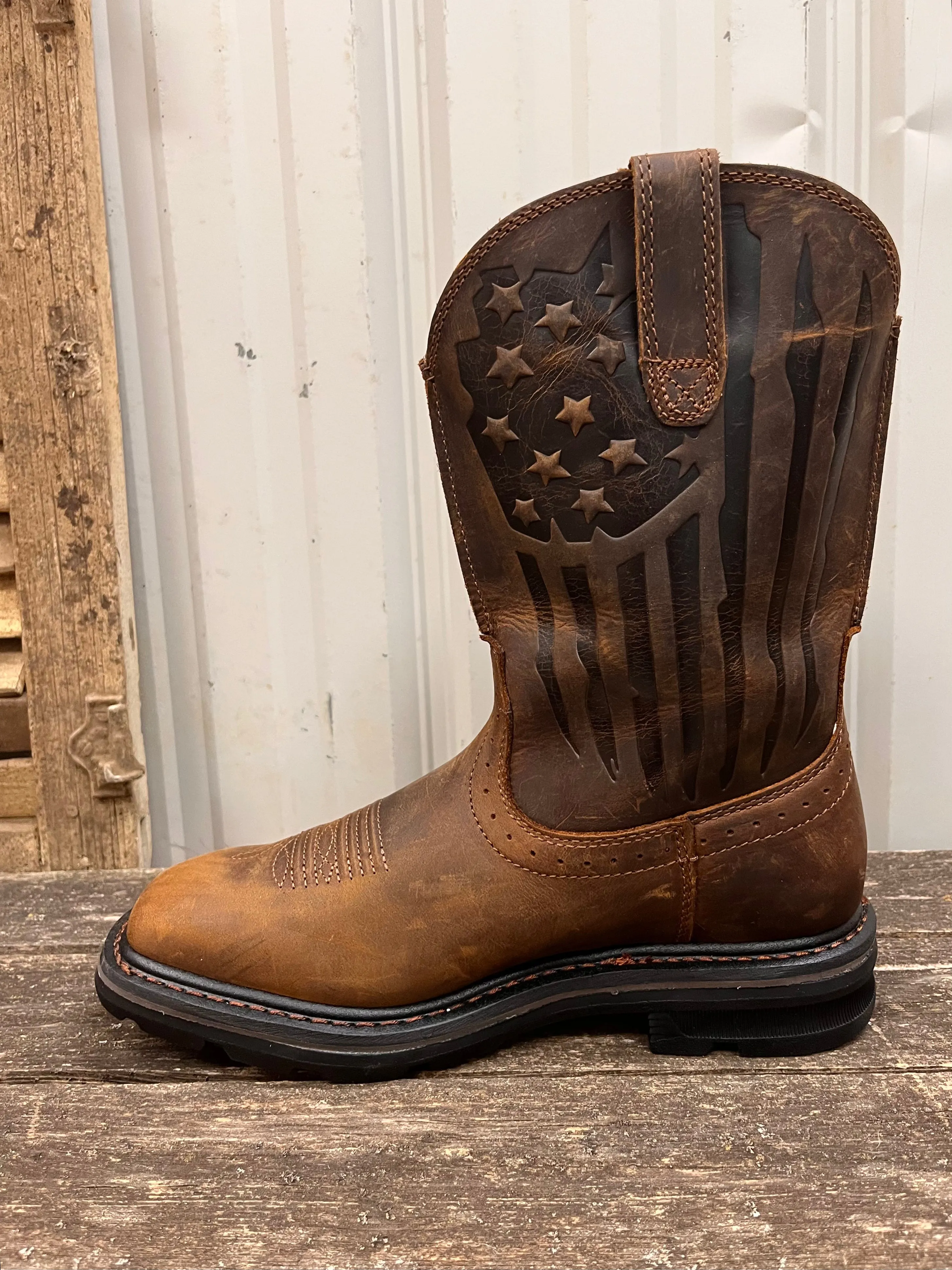 Ariat Men's Sierra Shock Shield™ Patriotic Brown Cowboy Work Boot 10044505