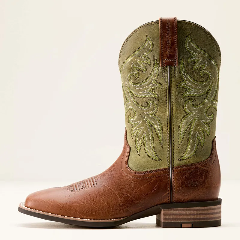 Ariat Men's Slinghsot Cowboy Boot - Dark Tan / Easy Green - 10053630