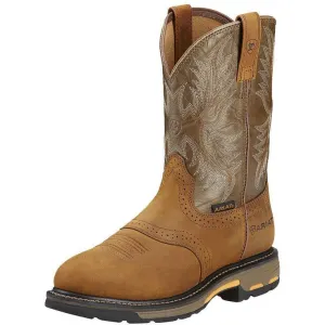 Ariat Men's WorkHog Pull-On 10" Soft Toe Work Western Boot - Bark - 10001188