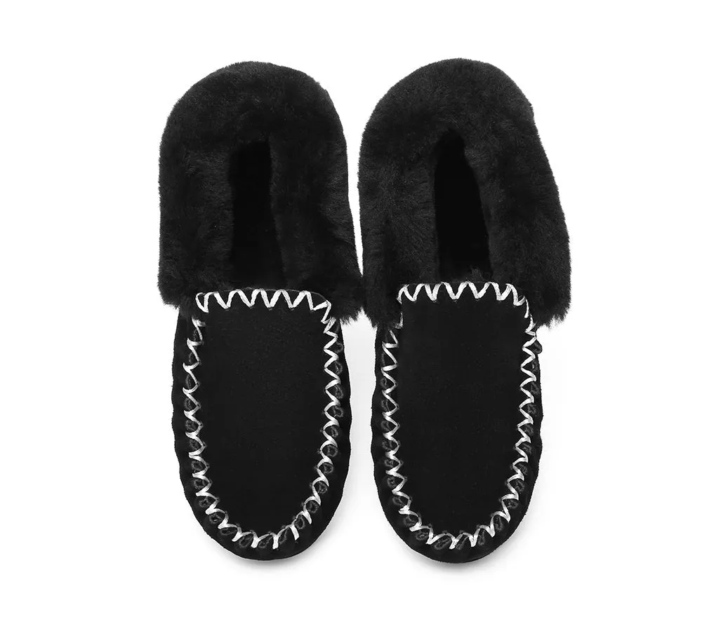 AUSTRALIAN SHEPHERD® UGG Kids Loafers Sheepskin Wool Ankle Slippers Popo Moccasins