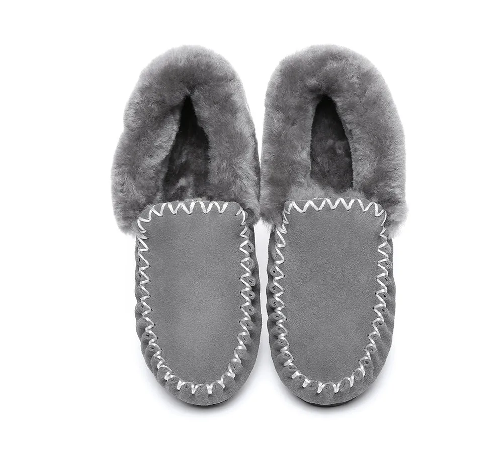 AUSTRALIAN SHEPHERD® UGG Kids Loafers Sheepskin Wool Ankle Slippers Popo Moccasins