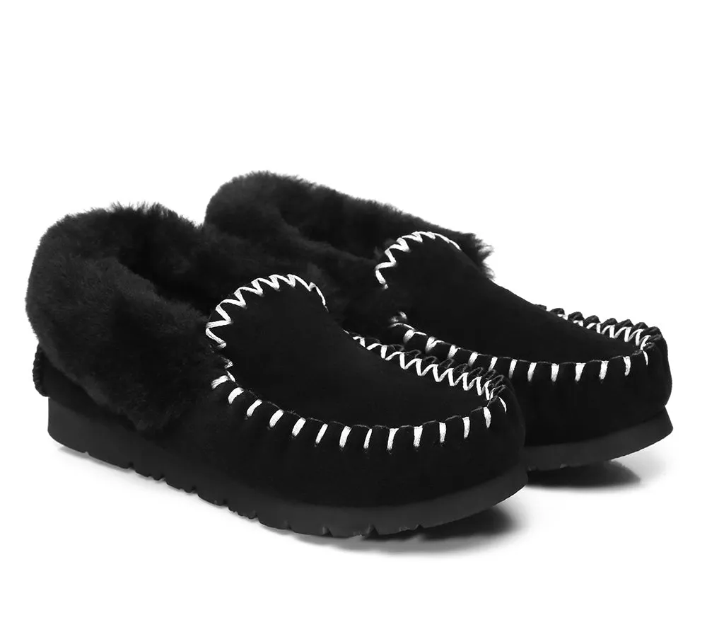 AUSTRALIAN SHEPHERD® UGG Kids Loafers Sheepskin Wool Ankle Slippers Popo Moccasins