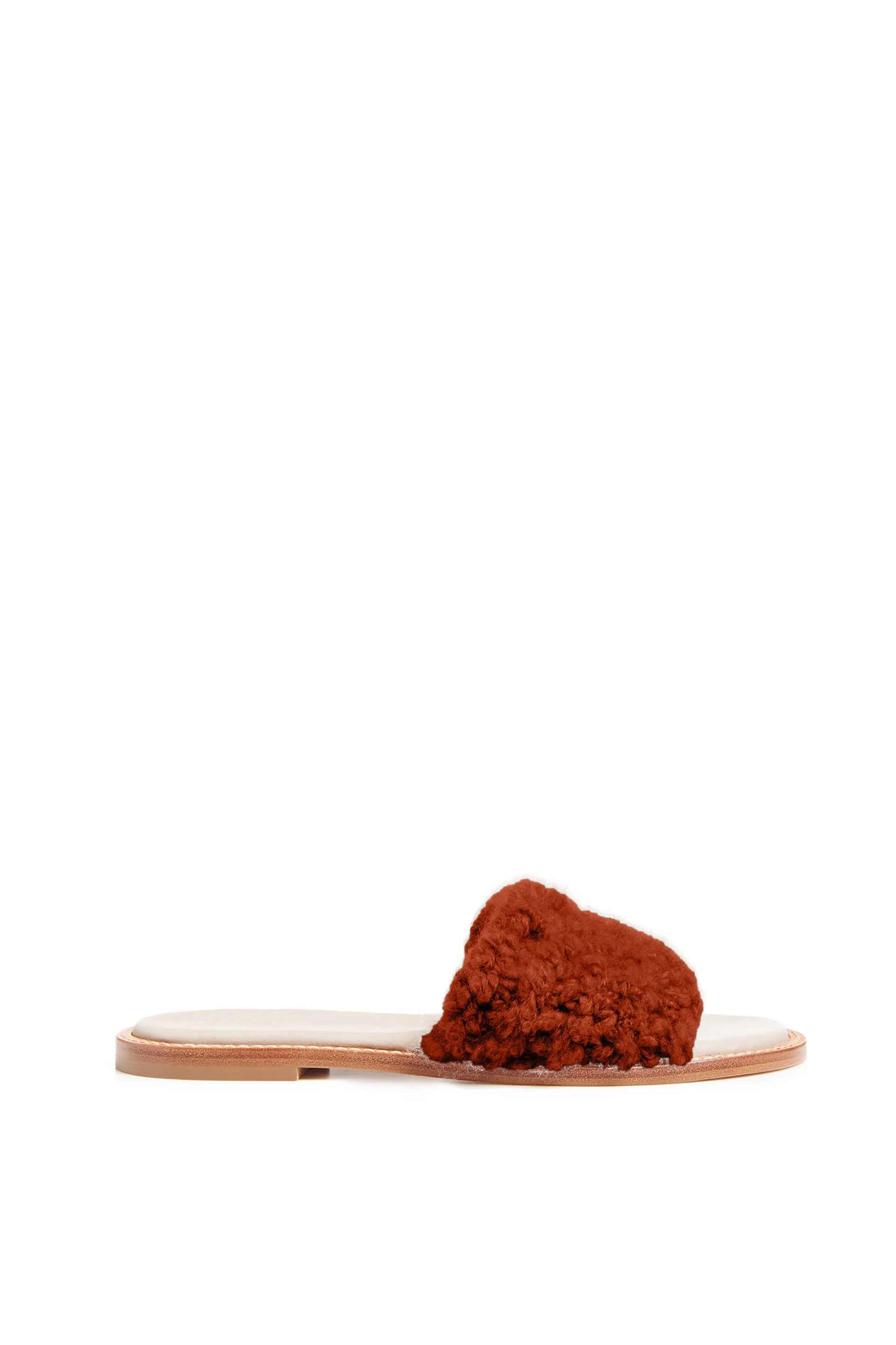 Ballast Slide Sandal in Leather & Rust Cashmere