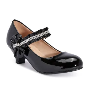 Black Jewelled Kitten Heels