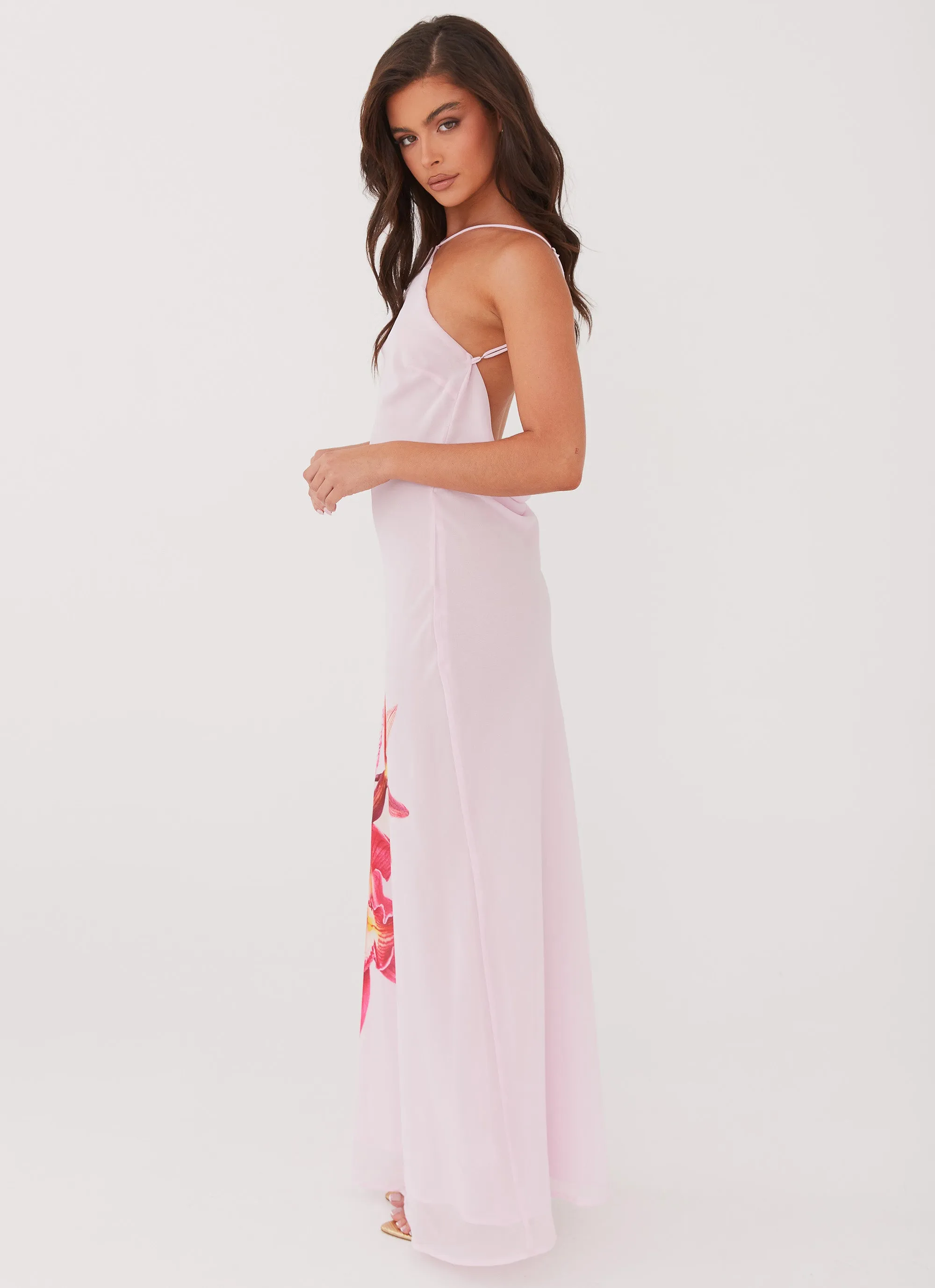 Blossom Hearts Maxi Dress - Pink Peony