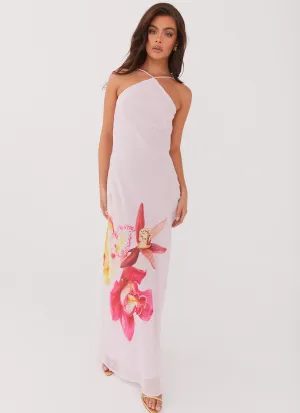 Blossom Hearts Maxi Dress - Pink Peony