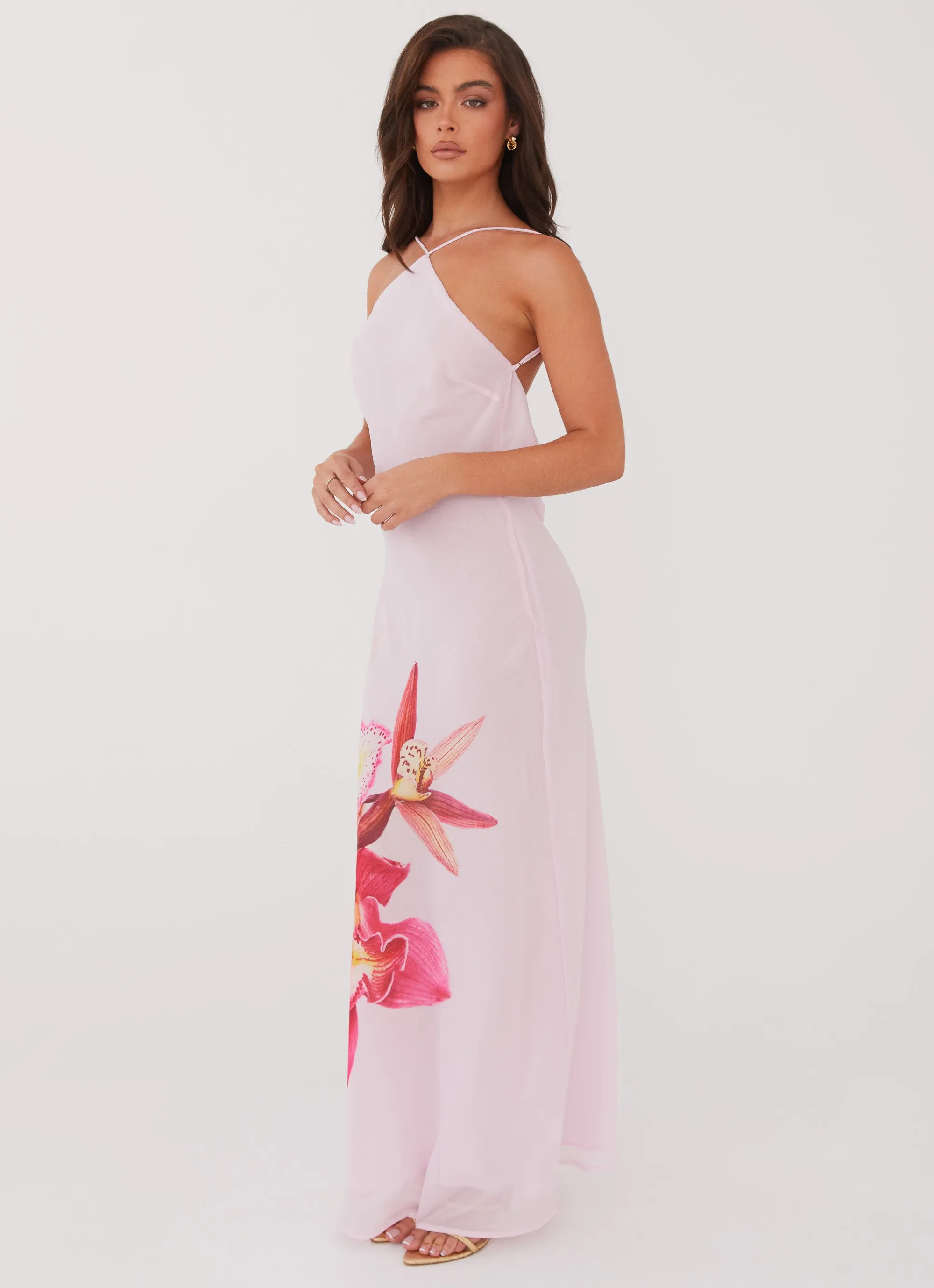 Blossom Hearts Maxi Dress - Pink Peony