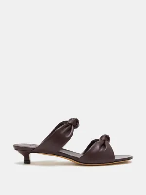 Bordeaux leather knot sandal kitten heels