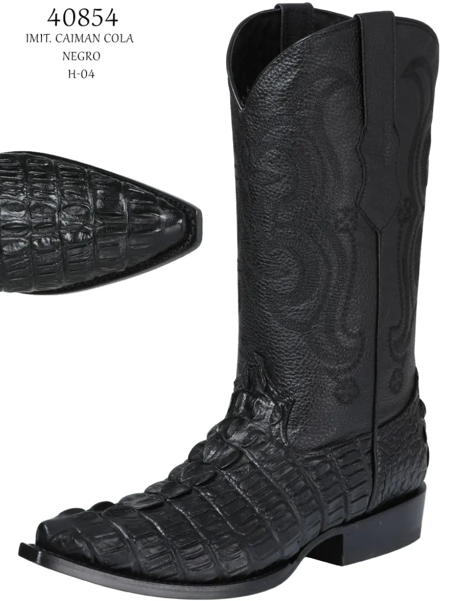 Botas Vaqueras Imitacion de Caiman Cola Grabado en Piel Vacuno para Hombre 'El Señor de los Cielos' - ID: 40854