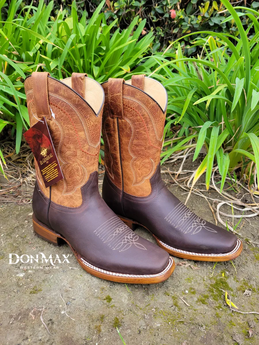 Botas Vaqueras Rodeo Clasicas de Piel Genuina para Hombre 'El General' - ID: 42996