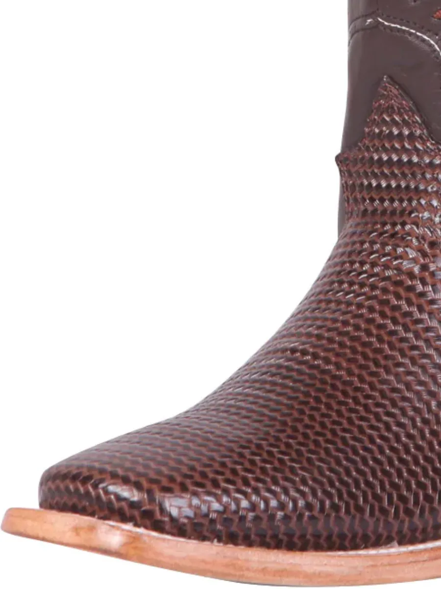 Botas Vaqueras Rodeo Clasicas de Piel Grabado Tejido para Hombre 'El General' - ID: 41791