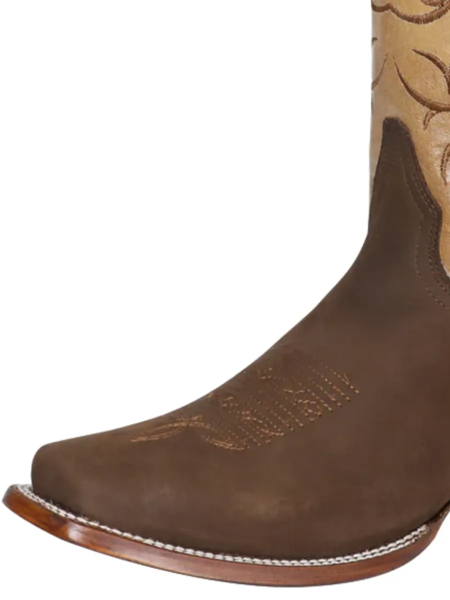 Botas Vaqueras Rodeo Clasicas de Piel Nobuck para Hombre 'El Señor de los Cielos' - ID: 124071