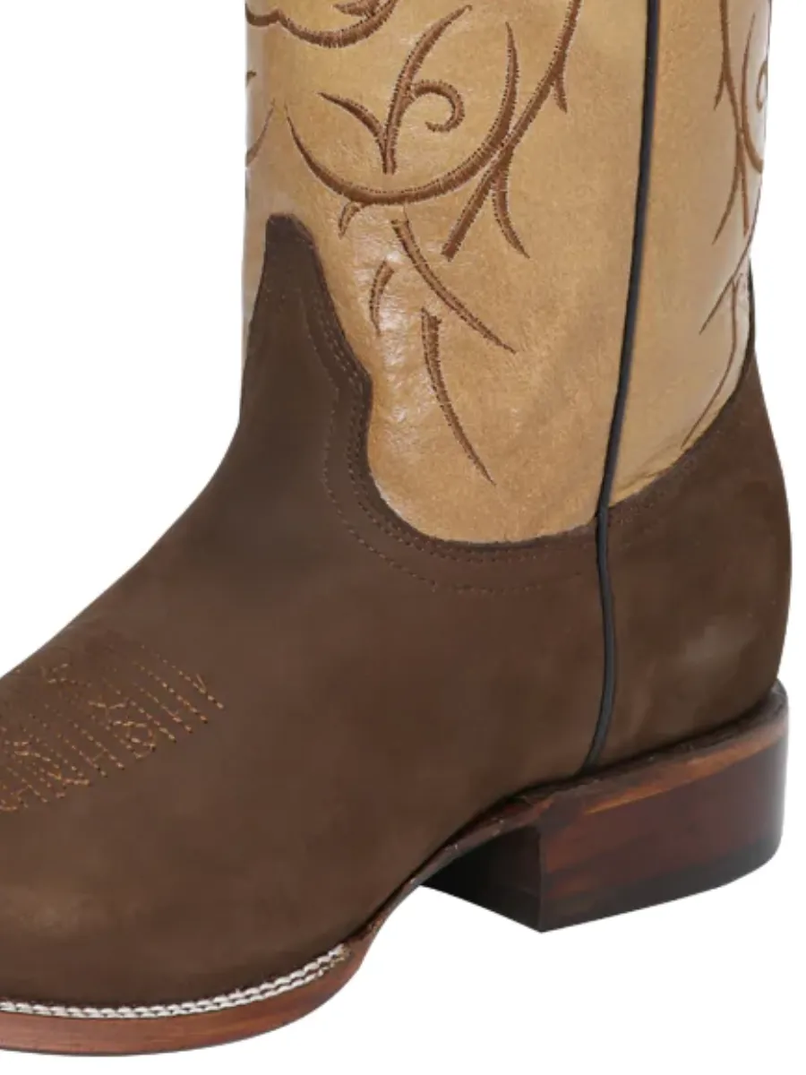 Botas Vaqueras Rodeo Clasicas de Piel Nobuck para Hombre 'El Señor de los Cielos' - ID: 124071