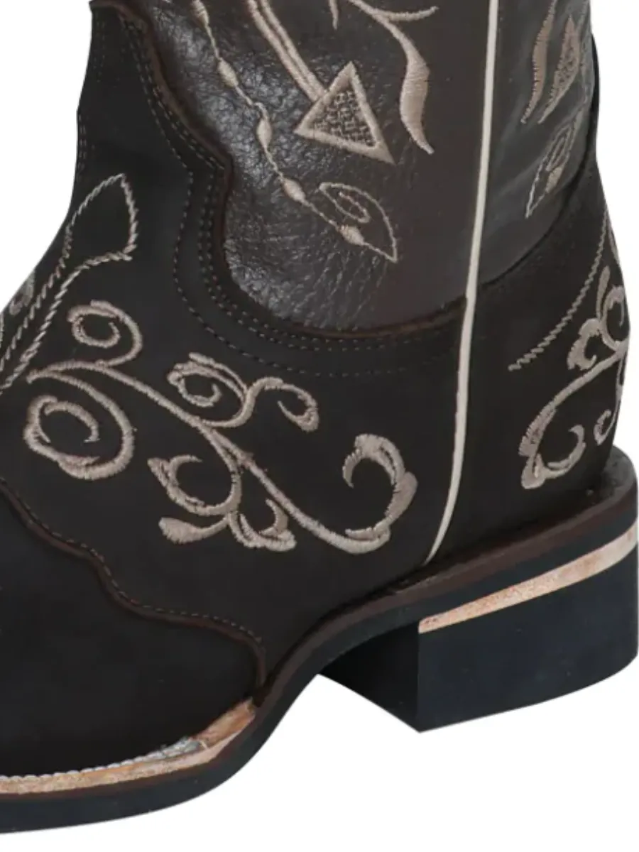 Botas Vaqueras Rodeo con Antifaz Bordado de Piel Nobuck para Hombre 'El Señor de los Cielos' - ID: 124079