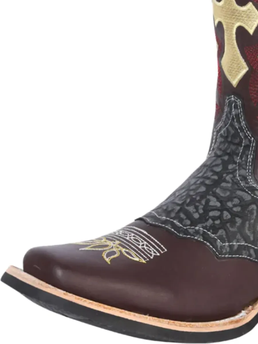 Botas Vaqueras Rodeo con Antifaz de Piel Genuina Cuello de Toro para Hombre 'El General' - ID: 27696