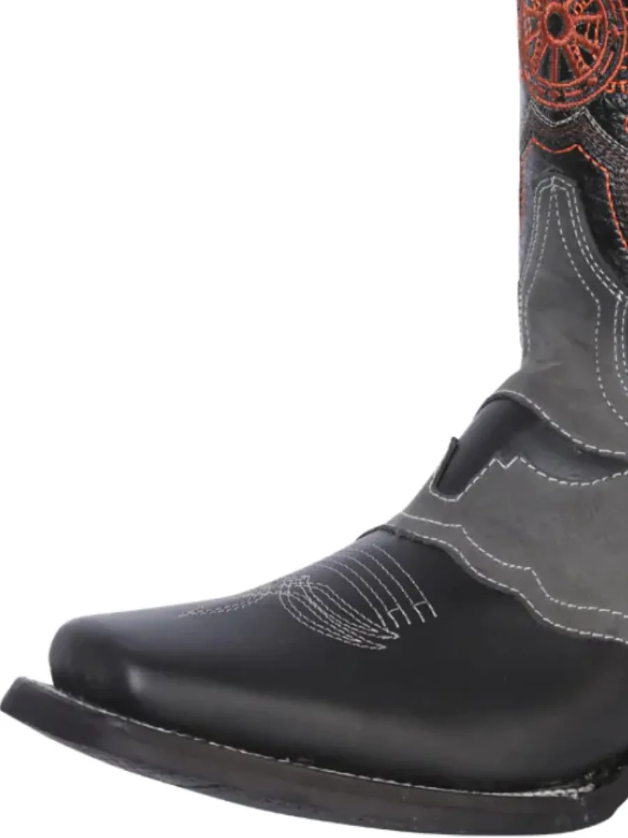 Botas Vaqueras Rodeo con Antifaz de Piel Genuina para Hombre 'El General' - ID: 40668