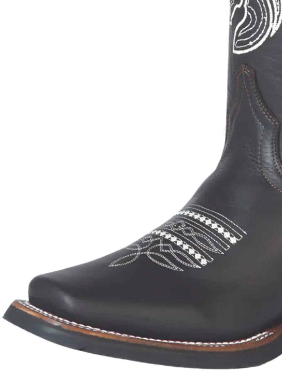 Botas Vaqueras Rodeo con Diseño Bordado de Piel Genuina para Hombre 'El General' - ID: 51114