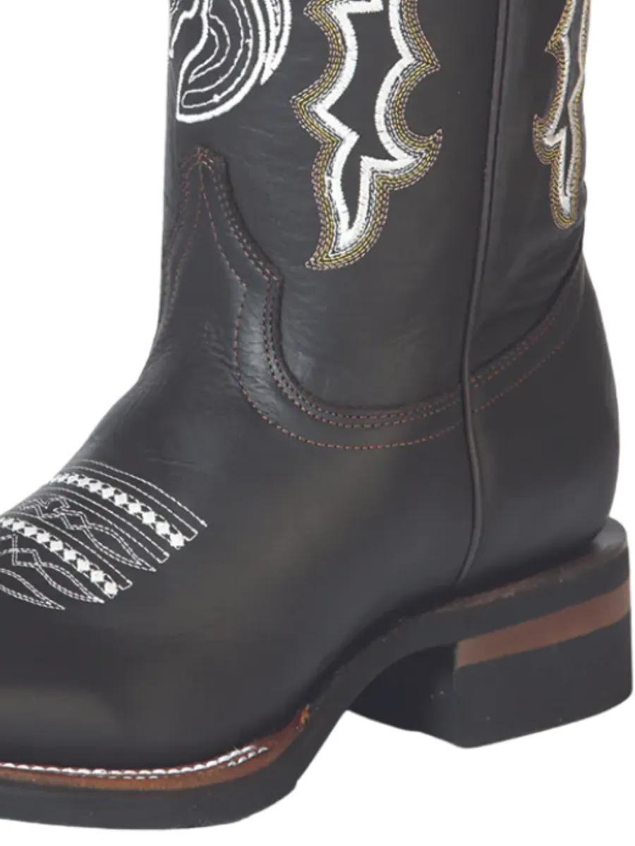 Botas Vaqueras Rodeo con Diseño Bordado de Piel Genuina para Hombre 'El General' - ID: 51114