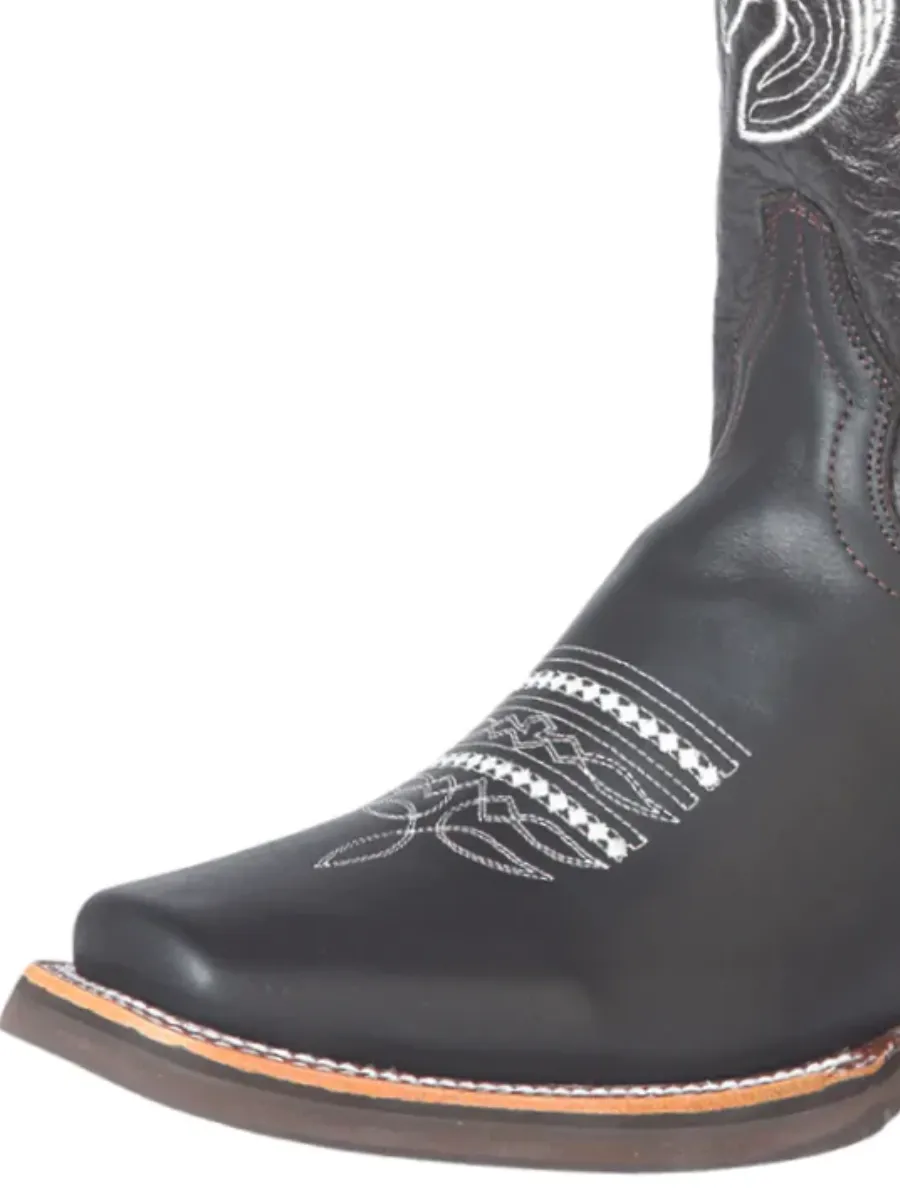 Botas Vaqueras Rodeo con Diseño Bordado de Piel Genuina para Hombre 'El General' - ID: 51118