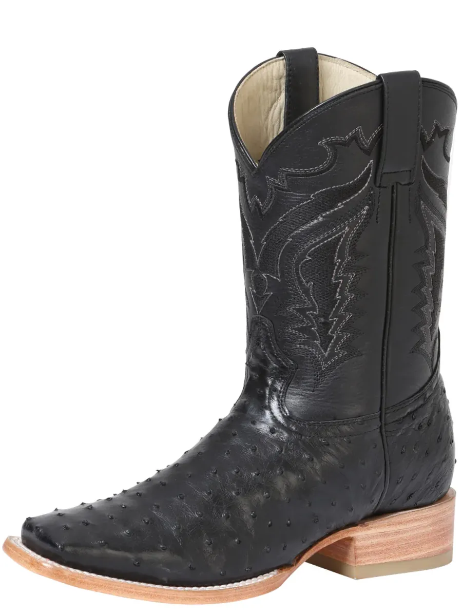 Botas Vaqueras Rodeo Exoticas de Avestruz Original para Hombre '100 Años' - ID: 42771