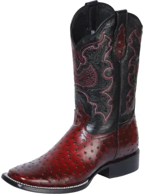 Botas Vaqueras Rodeo Imitacion de Avestruz Grabado en Piel Vacuno para Hombre 'El General' - ID: 41901