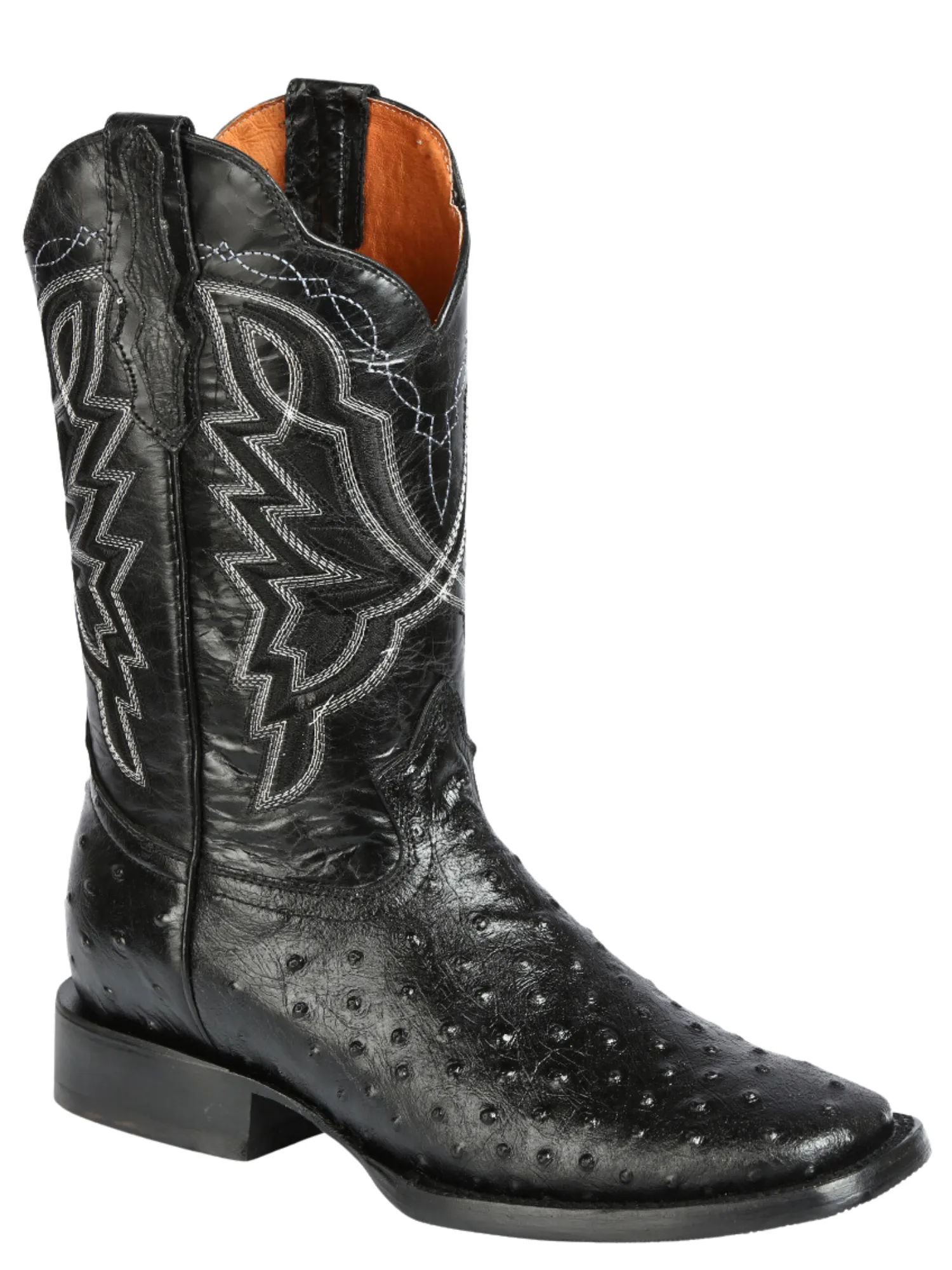 Botas Vaqueras Rodeo Imitacion de Avestruz Grabado en Piel Vacuno para Hombre 'El General' - ID: 44673