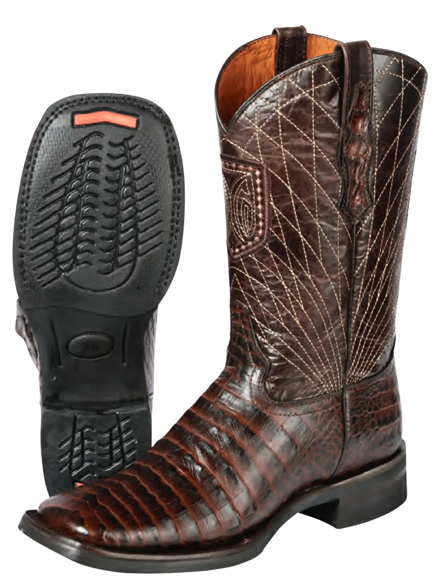 Botas Vaqueras Rodeo Imitacion de Caiman Belly Grabado en Piel Vacuno para Hombre 'El General' - ID: 44672