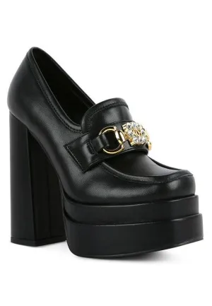 BRATZ Inspired High Block Heeled Jewel Loafers