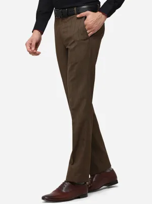 Brown Checked Slim Fit Formal Trouser | Greenfibre