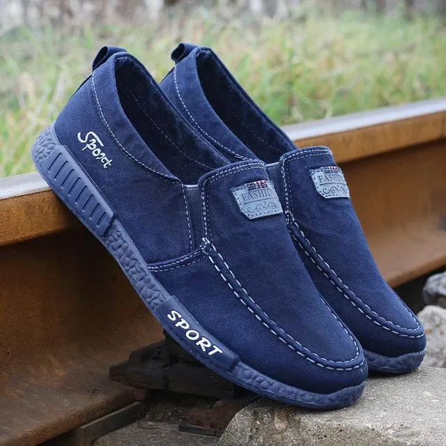 Canvas Shoes Denim Lace-Up Plimsolls Breathable Male Footwear