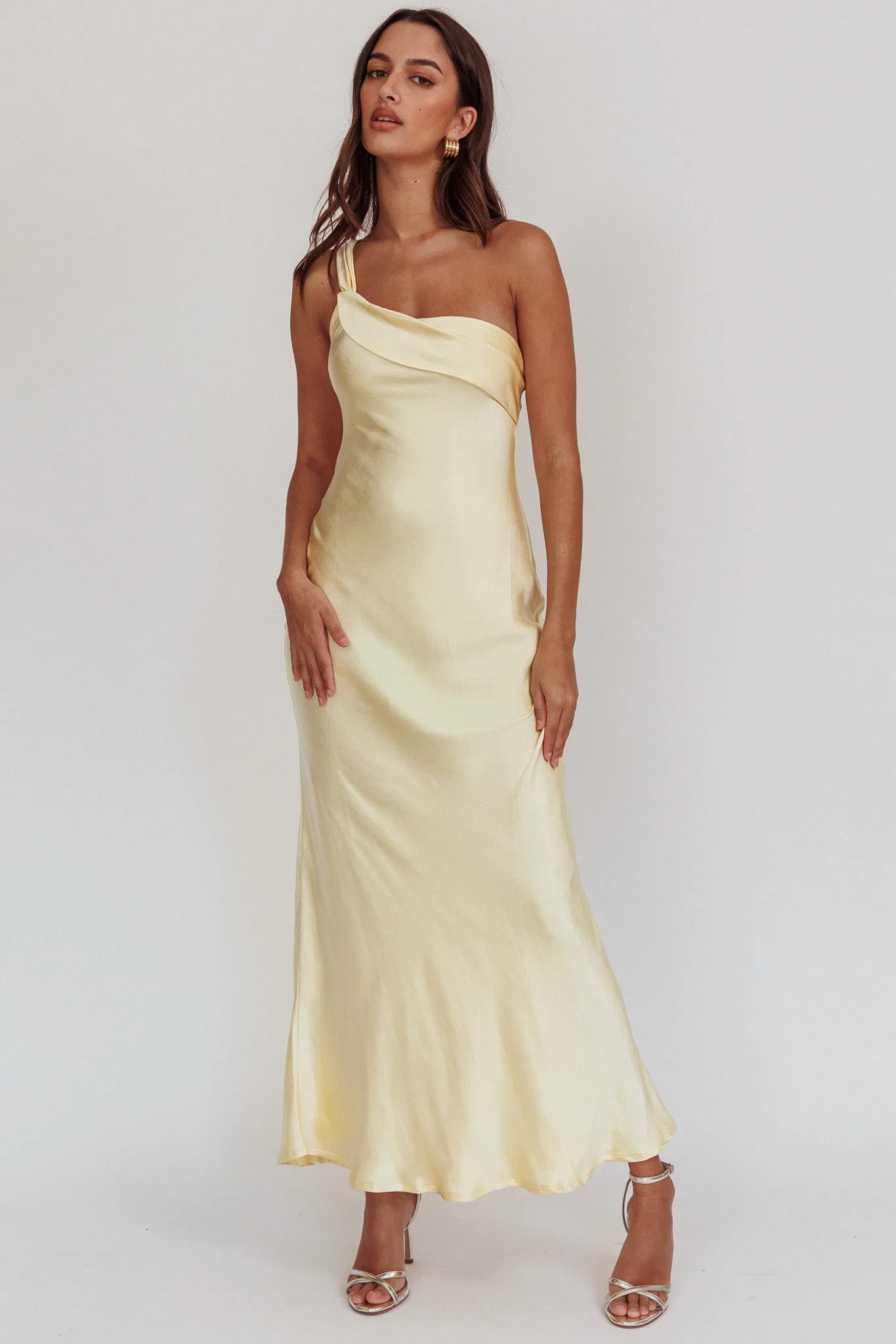 Carmel One-Shoulder Sash Maxi Dress Butter