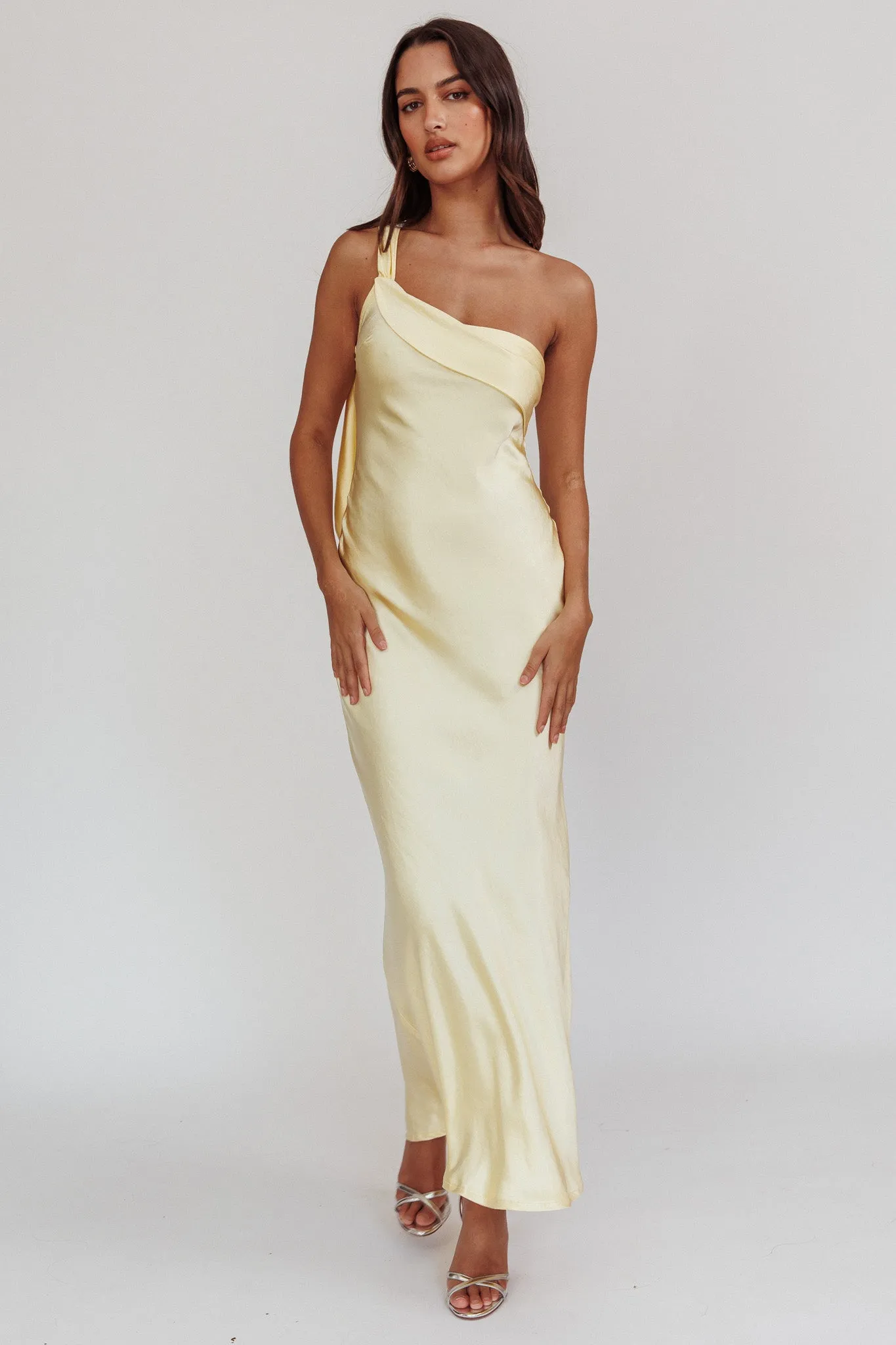 Carmel One-Shoulder Sash Maxi Dress Butter