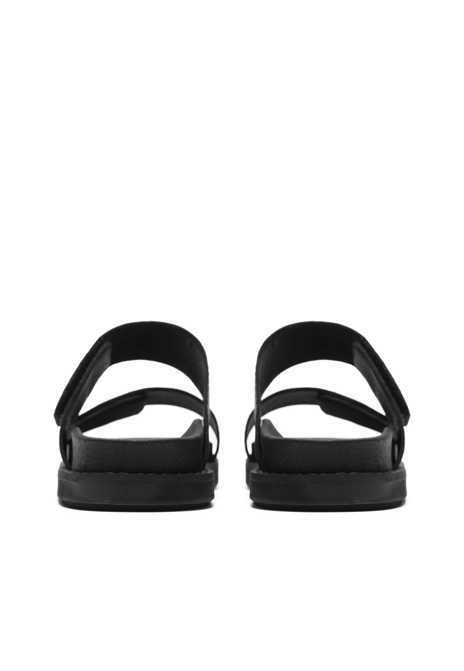 Caskimmi Black Leather Velcro Slides