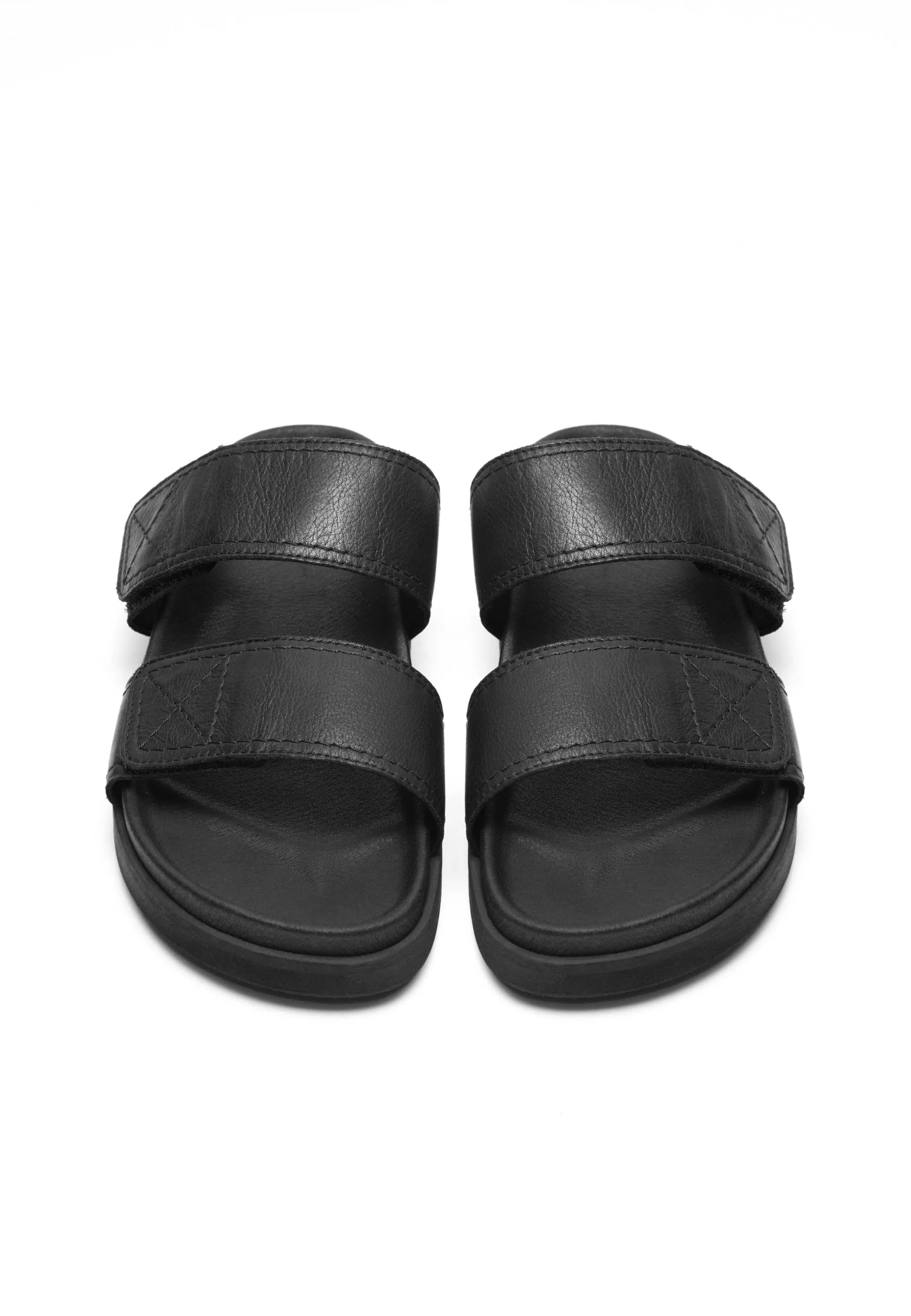 Caskimmi Black Leather Velcro Slides