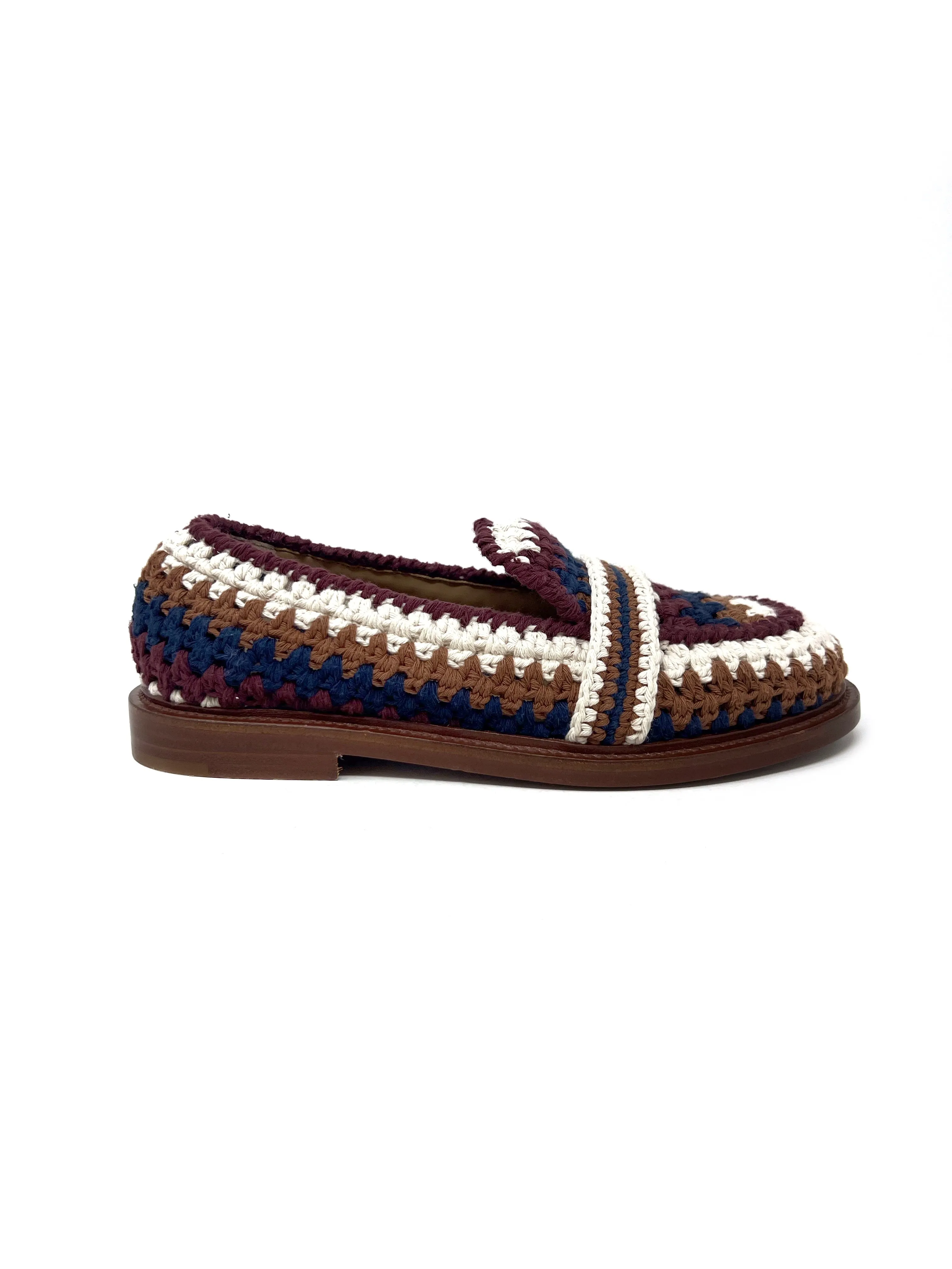 Chloe Brown Multi WB! 'Kayla' Crochet Knit Loafers