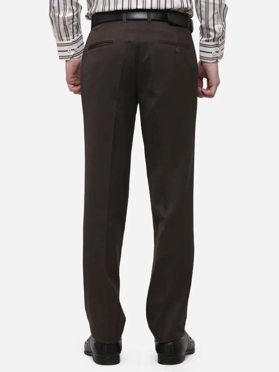 Coffee Solid Classic Fit Formal Trouser | Greenfibre