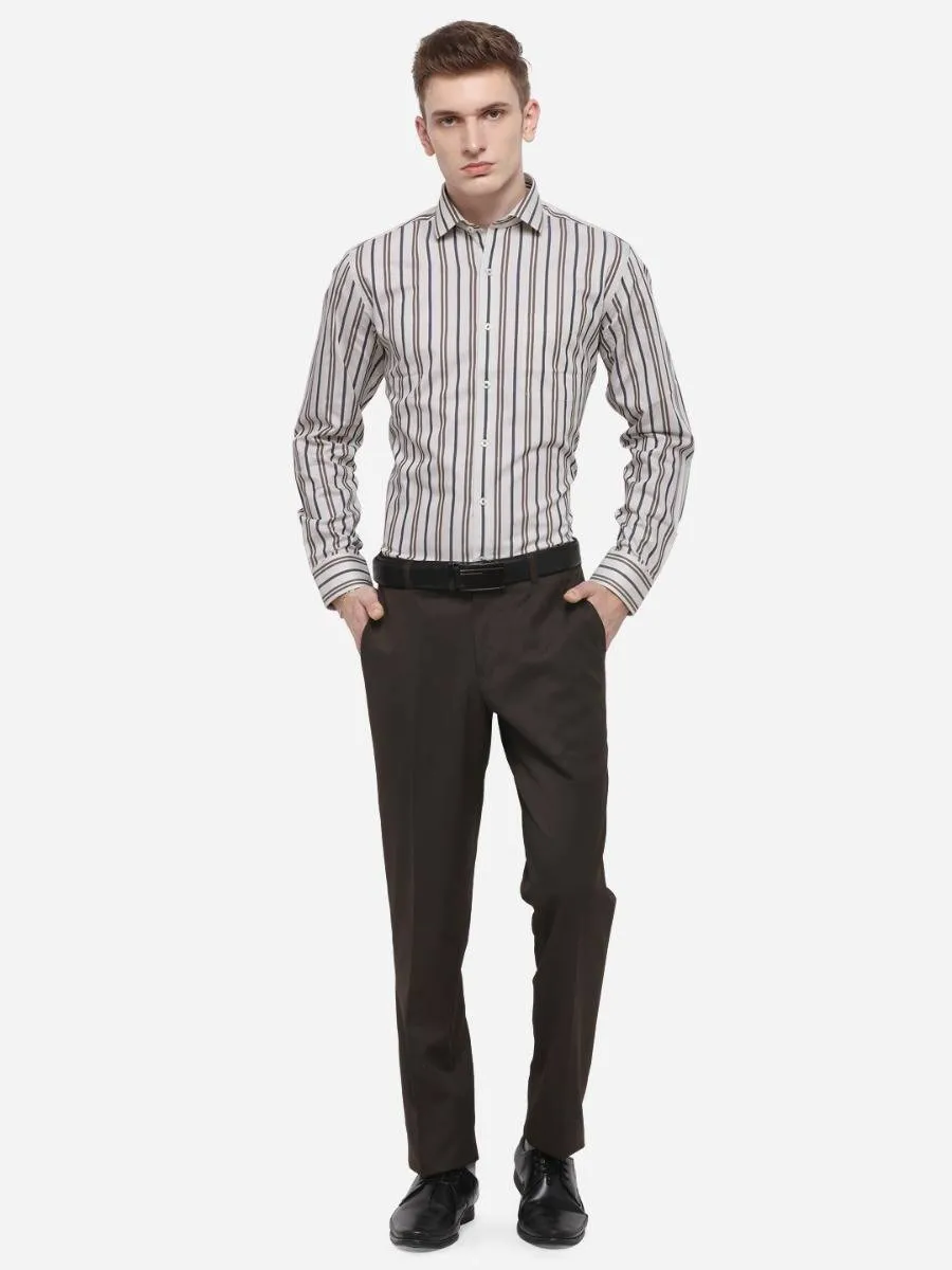 Coffee Solid Classic Fit Formal Trouser | Greenfibre