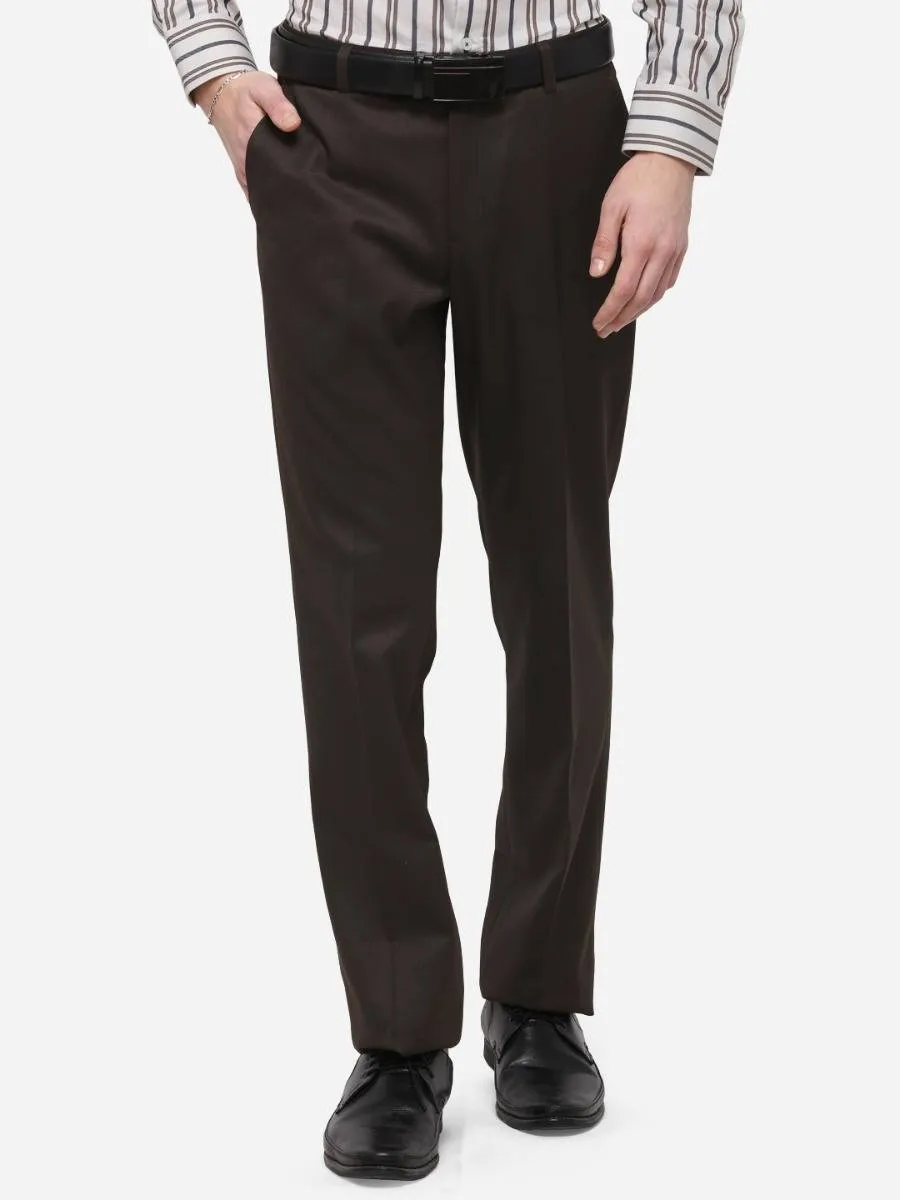 Coffee Solid Classic Fit Formal Trouser | Greenfibre