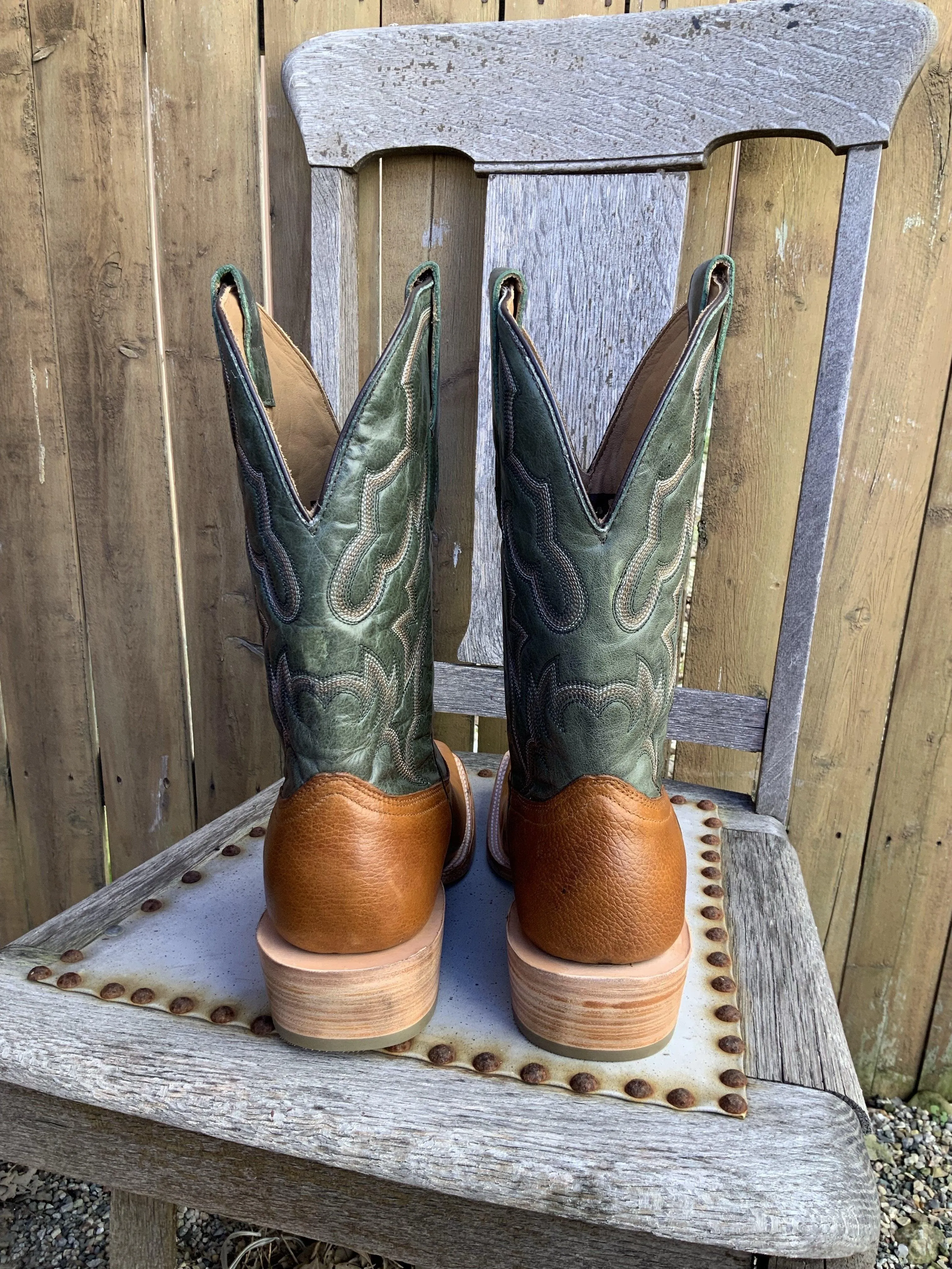 Corral Men's Honey Brown & Green Tapered Square Toe Cowboy Boots A4224