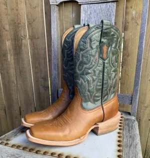 Corral Men's Honey Brown & Green Tapered Square Toe Cowboy Boots A4224