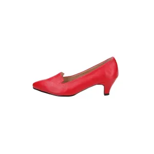 Cosmos Pump Kitten Heels Leather Red Colour For Women