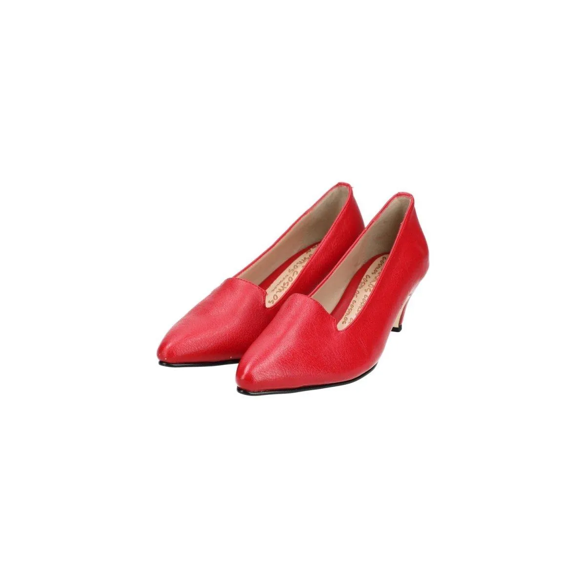 Cosmos Pump Kitten Heels Leather Red Colour For Women