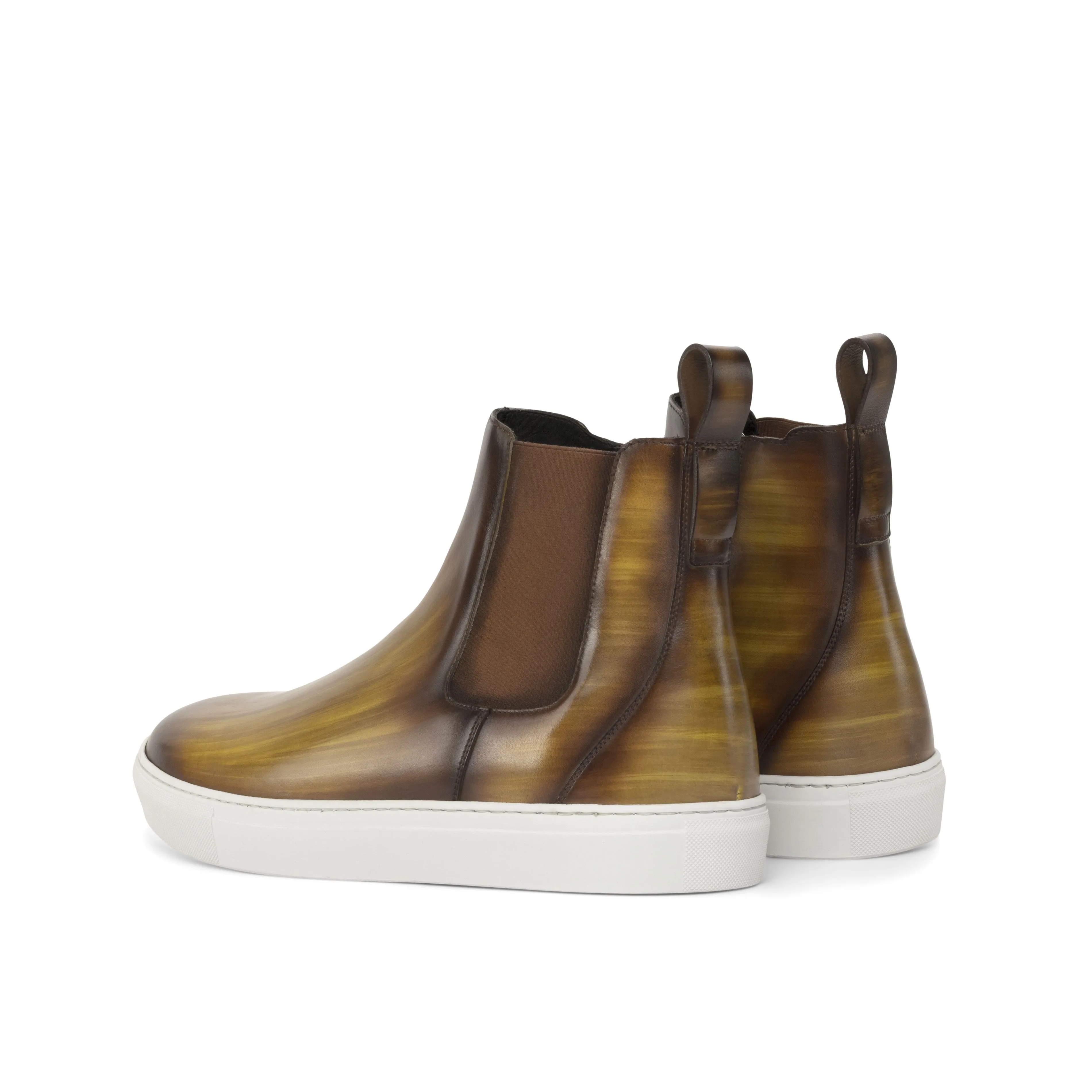 DapperFam Gallant in Cognac Men's Hand-Painted Chelsea Sport Boot