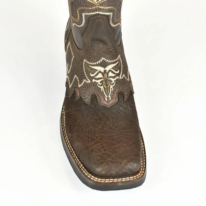 Denver Mountain Rubber Sole Cowboy Boots- Brown Shoulder French Toe 830-S