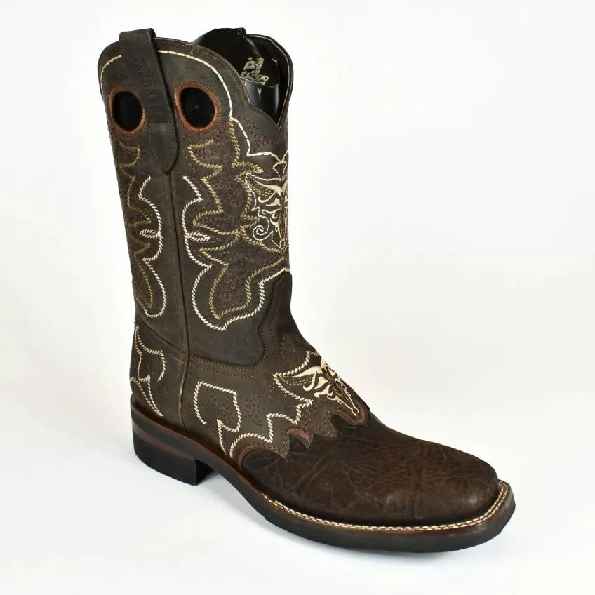 Denver Mountain Rubber Sole Cowboy Boots- Brown Shoulder French Toe 830-S